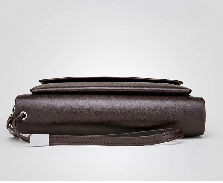 KANGAROO Brand Men Clutch Bag Fashion Leather Long Purse Double Zipper Business Wallet Black Brown Male Casual Handy Bag