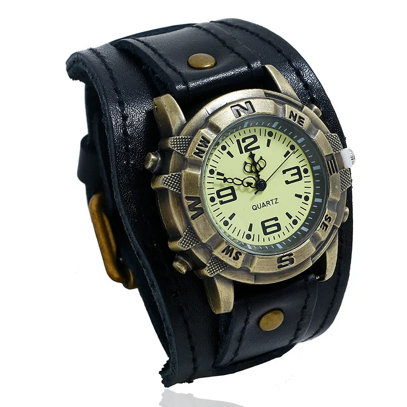 Fashion Casual Women Watch High-end Vintage Cowhide Strap Antique Bronze Color Dress Quartz Watches For Ladies Gift