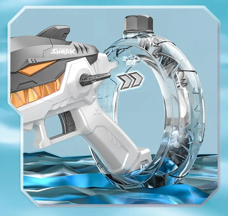 Summer Water Gaming Toy Fully Automatic Continuous Fire Watergun Shark Electric Water Gun Large Capacity Water Spray Gun