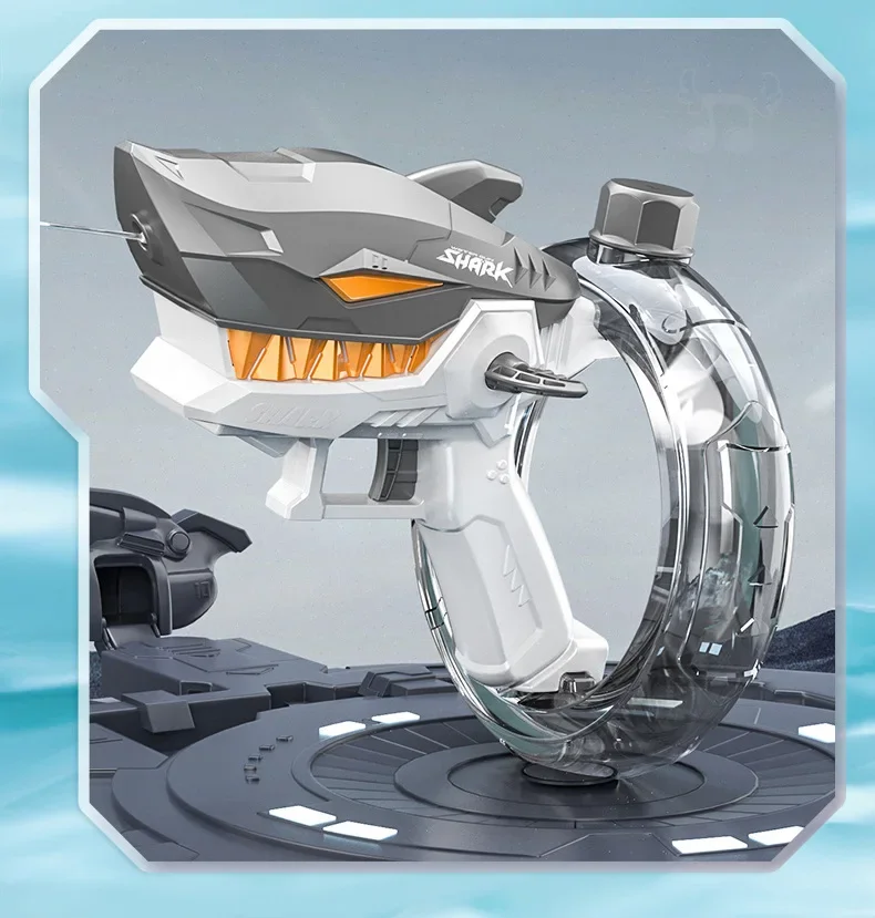 Summer Water Gaming Toy Fully Automatic Continuous Fire Watergun Shark Electric Water Gun Large Capacity Water Spray Gun