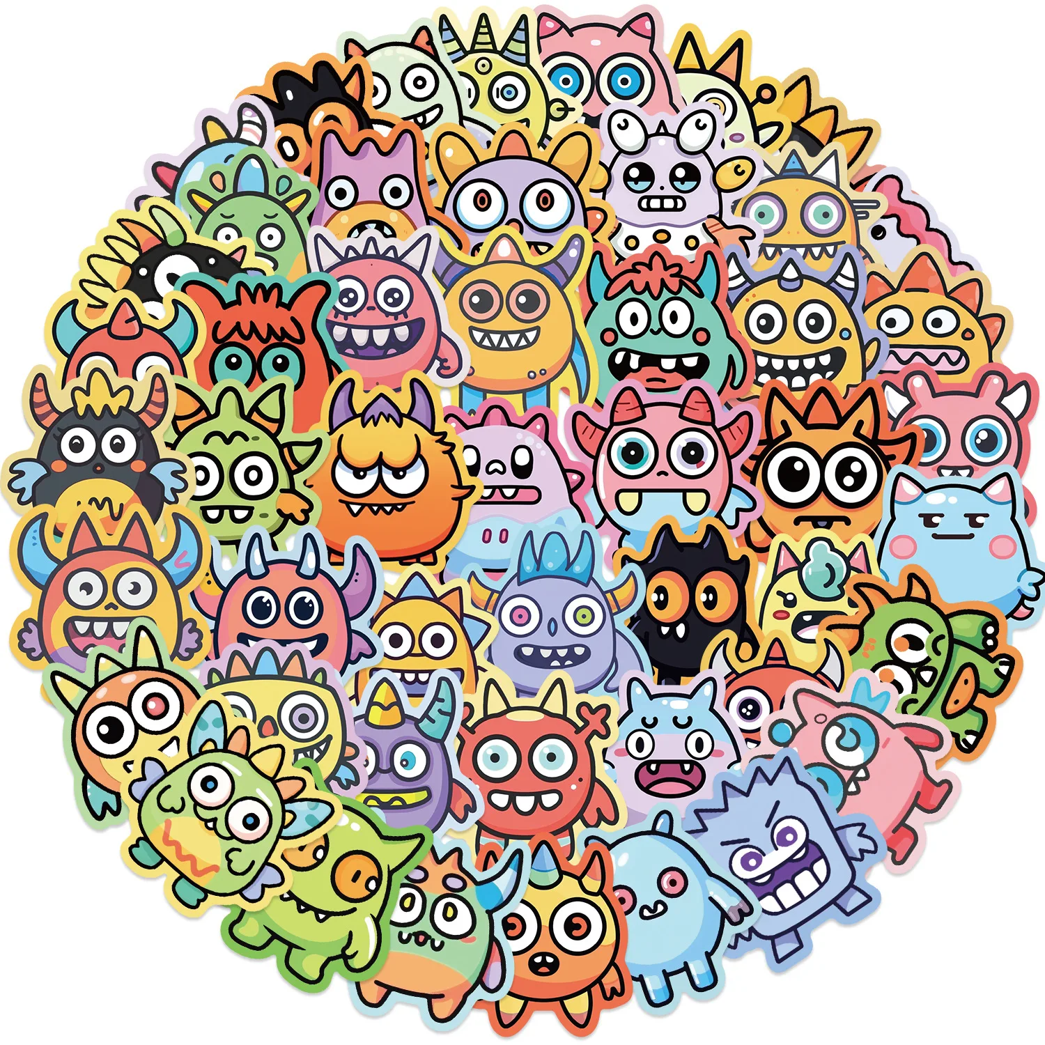 50pcs Cute Little Monsters Cartoon Graffiti Stickers DIY Phone Guitar Laptop Suitcase Cup Waterproof Sticker Kids Toy