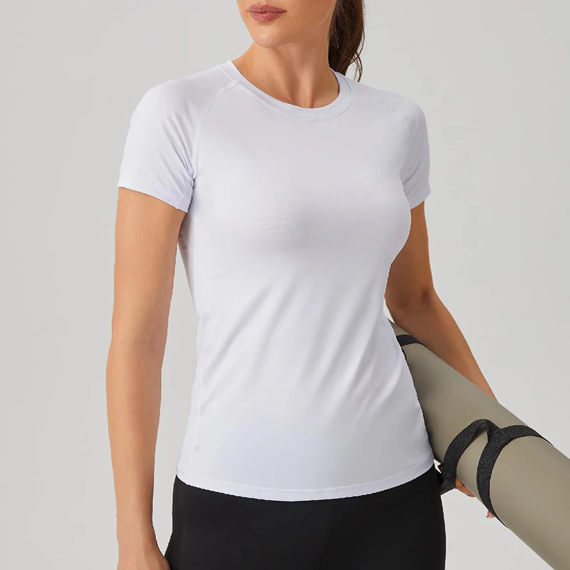 Women's Compression Shirt Short Sleeve Athletic Yoga Running T-Shirt Summer Gym Workout Quick Dry Stretchy Tees Tops Baselayer