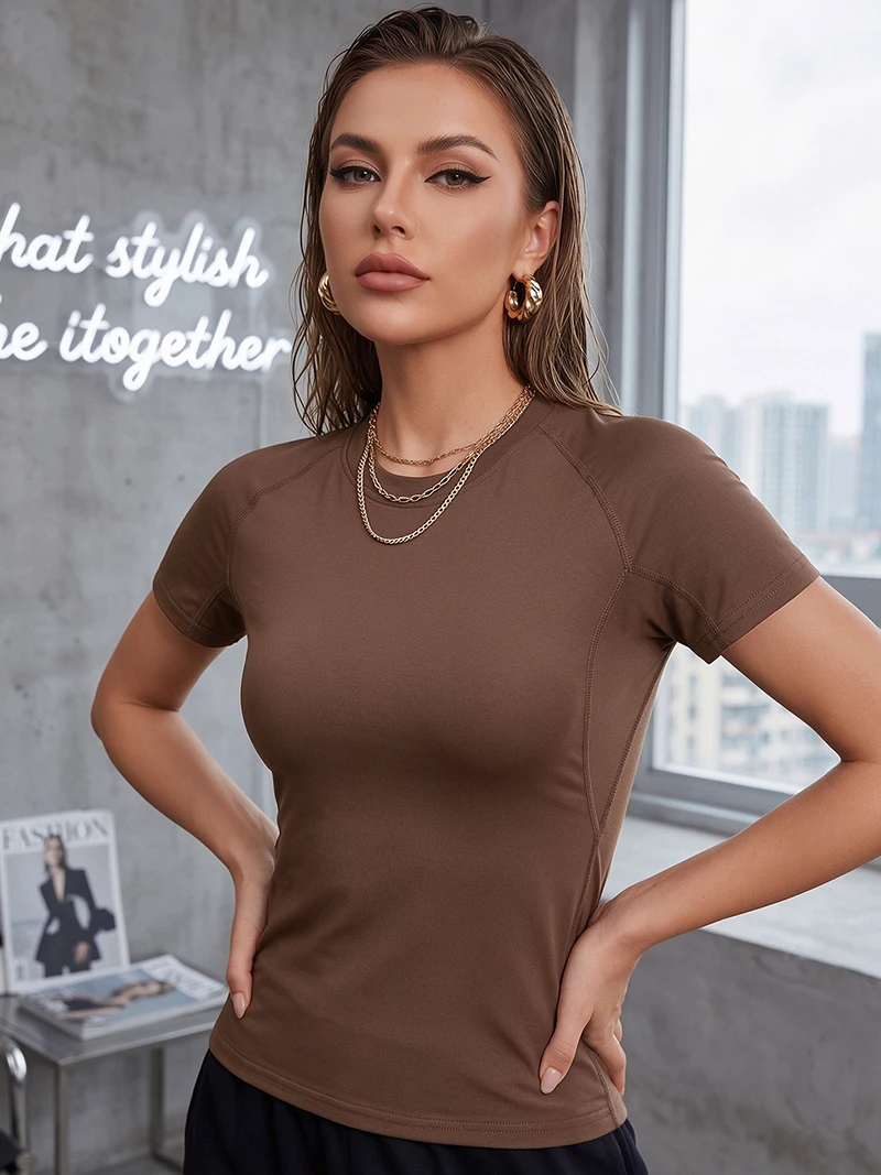 Women's Compression Shirt Short Sleeve Athletic Yoga Running T-Shirt Summer Gym Workout Quick Dry Stretchy Tees Tops Baselayer