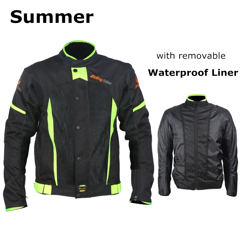 Motorcycle Jacket Summer Breathable Waterproof Raincoat Motorbike Protective Armor Riding Coat With 5pcs Pads Size M-5XL JK-37