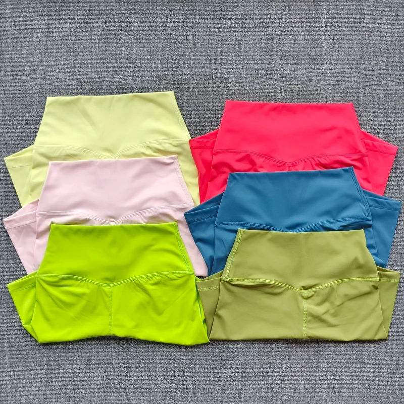 Women Sports Shorts High Waist Yoga Shorts Slim Fit Butt Lift Gym Running High Elastic Nylon Shorts