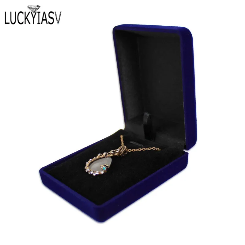 Wholesale Pendant Necklace Chain Storage Package Gift Box Soft Black Blue/Red/Velvet Casket Long Earrings Jewelry Organizer Box