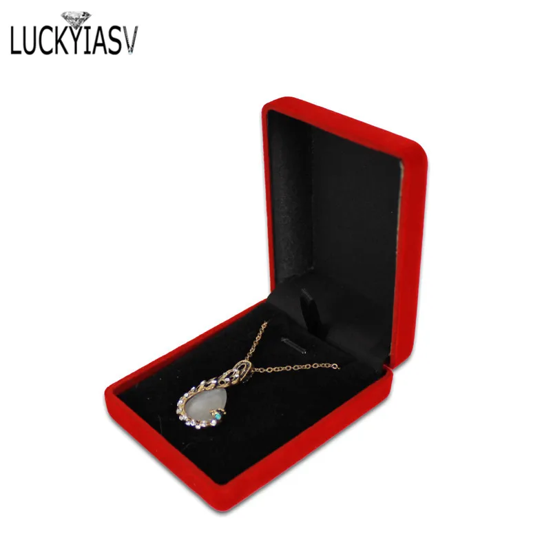 Wholesale Pendant Necklace Chain Storage Package Gift Box Soft Black Blue/Red/Velvet Casket Long Earrings Jewelry Organizer Box