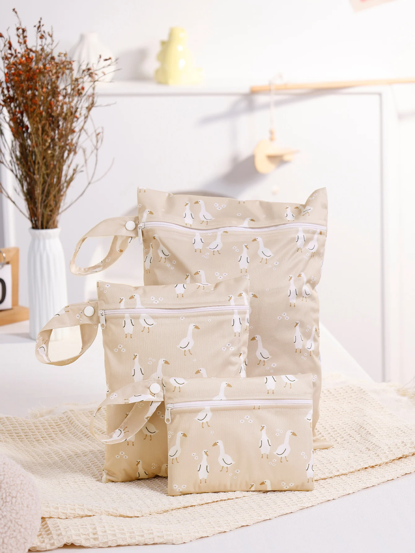 3PCS Recycled Fabric Waterproof Wet Dry Bag Portable Diaper Bag Sanitary Storage Bag