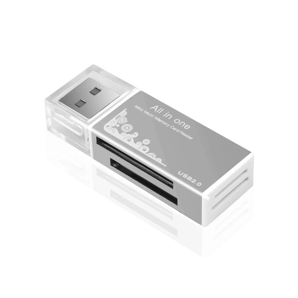 Card Reader 4 Ports USB2.0 Memory SD TF Card SDHC MMC/RS MMC TF MS/MS PRO/MS DUO M2 Adapter for Laptop Desktop PC Accessories