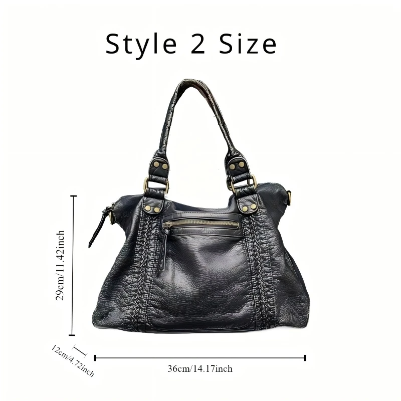 Y2K Spicy Girl One Shoulder Crossbody Bag Vintage Washed Leather Soft Leather Motorcycle Bag Large Capacity Bag