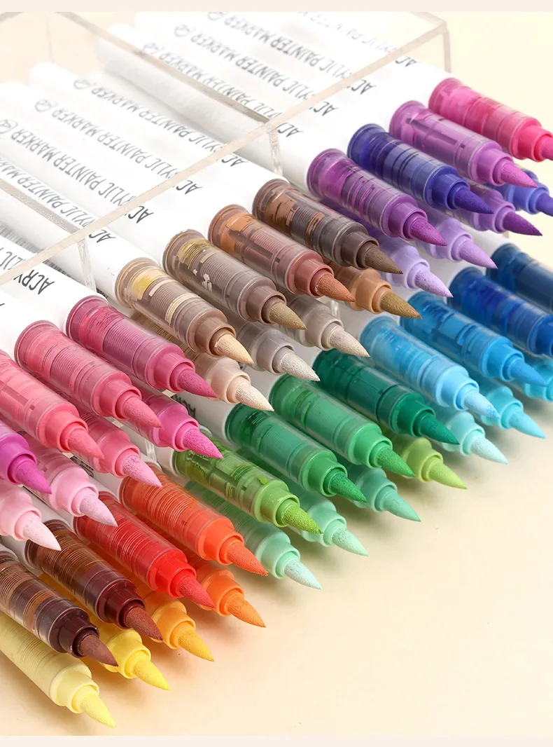 LANGUO 171/9 Colors Direct Liquid Acrylic Paint Pens Brush Marker for Rock Painting Stone Canvas DIY Art Supplies Stationery