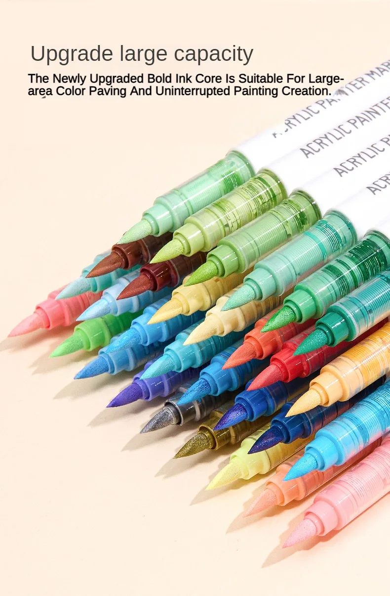 LANGUO 171/9 Colors Direct Liquid Acrylic Paint Pens Brush Marker for Rock Painting Stone Canvas DIY Art Supplies Stationery