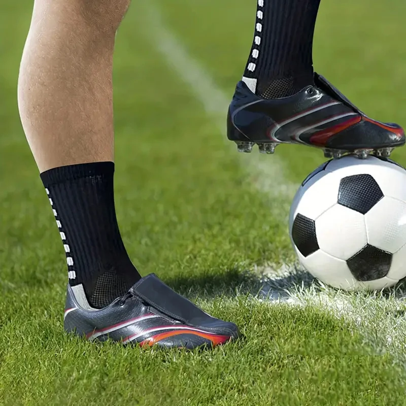 3 Pairs Set Men Grip Soccer Socks and Knee Pads Calf Sleeves Adult Youth Non Slip Leg Shin Guards for Basketball Football Sports