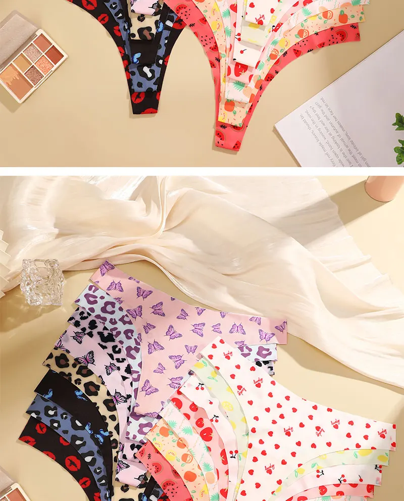 3PCS/SET Sexy G-String For Women Colorful Bikini Female Underwear T-back Intimates Lingerie Seamless Low Waist Underpants Lady