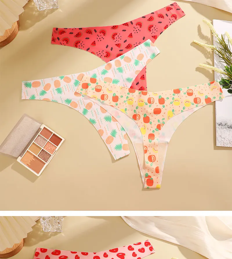 3PCS/SET Sexy G-String For Women Colorful Bikini Female Underwear T-back Intimates Lingerie Seamless Low Waist Underpants Lady