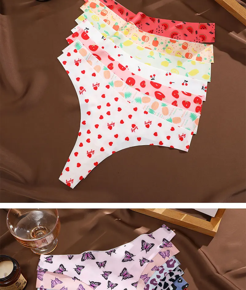 3PCS/SET Sexy G-String For Women Colorful Bikini Female Underwear T-back Intimates Lingerie Seamless Low Waist Underpants Lady