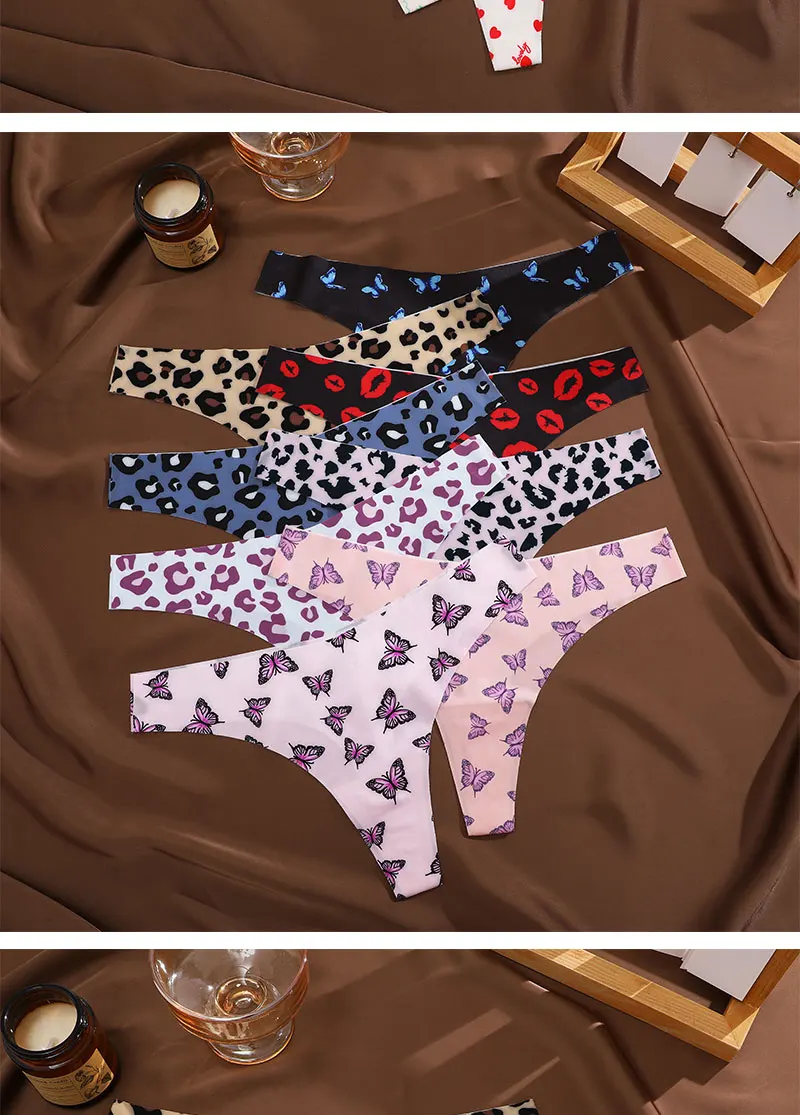 3PCS/SET Sexy G-String For Women Colorful Bikini Female Underwear T-back Intimates Lingerie Seamless Low Waist Underpants Lady