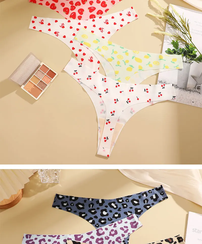 3PCS/SET Sexy G-String For Women Colorful Bikini Female Underwear T-back Intimates Lingerie Seamless Low Waist Underpants Lady