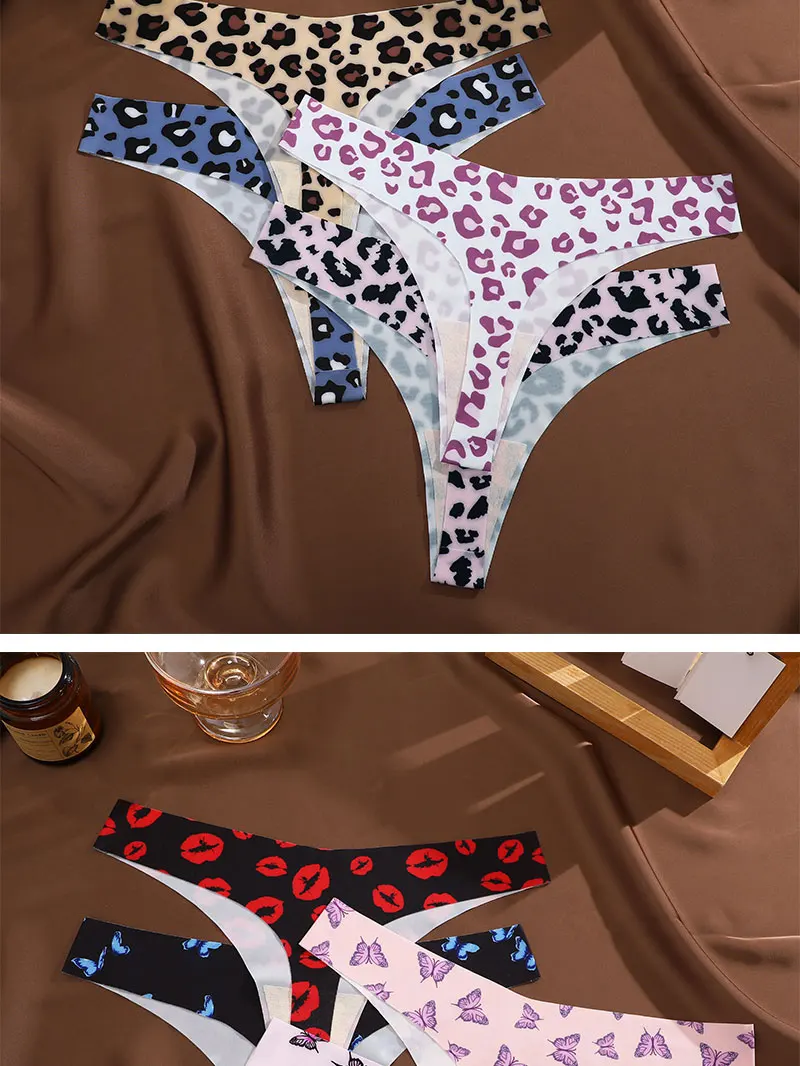 3PCS/SET Sexy G-String For Women Colorful Bikini Female Underwear T-back Intimates Lingerie Seamless Low Waist Underpants Lady