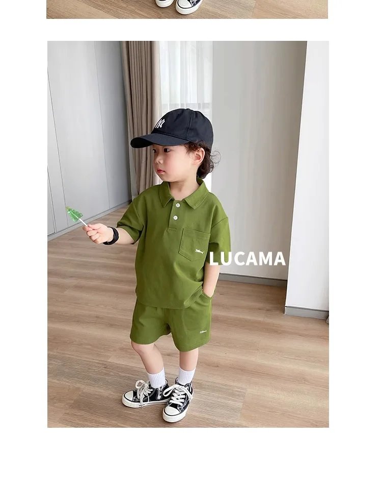 Children's Clothing Boys Summer New Suit Middle and Large Children Korean Version of the Casual Polo Top Shorts Summer Clothing