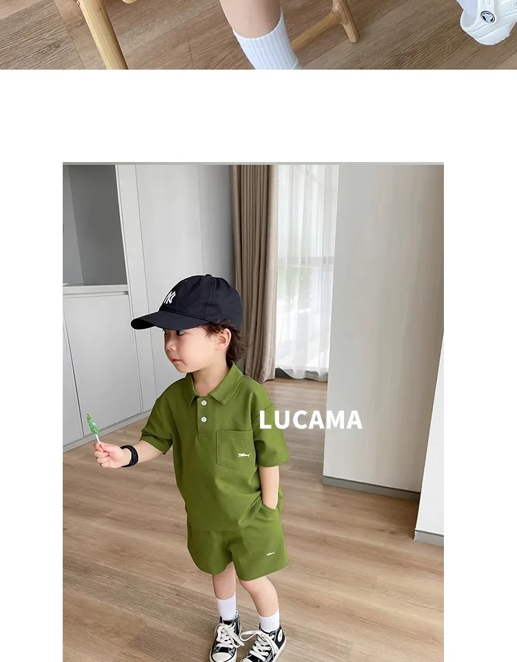 Children's Clothing Boys Summer New Suit Middle and Large Children Korean Version of the Casual Polo Top Shorts Summer Clothing