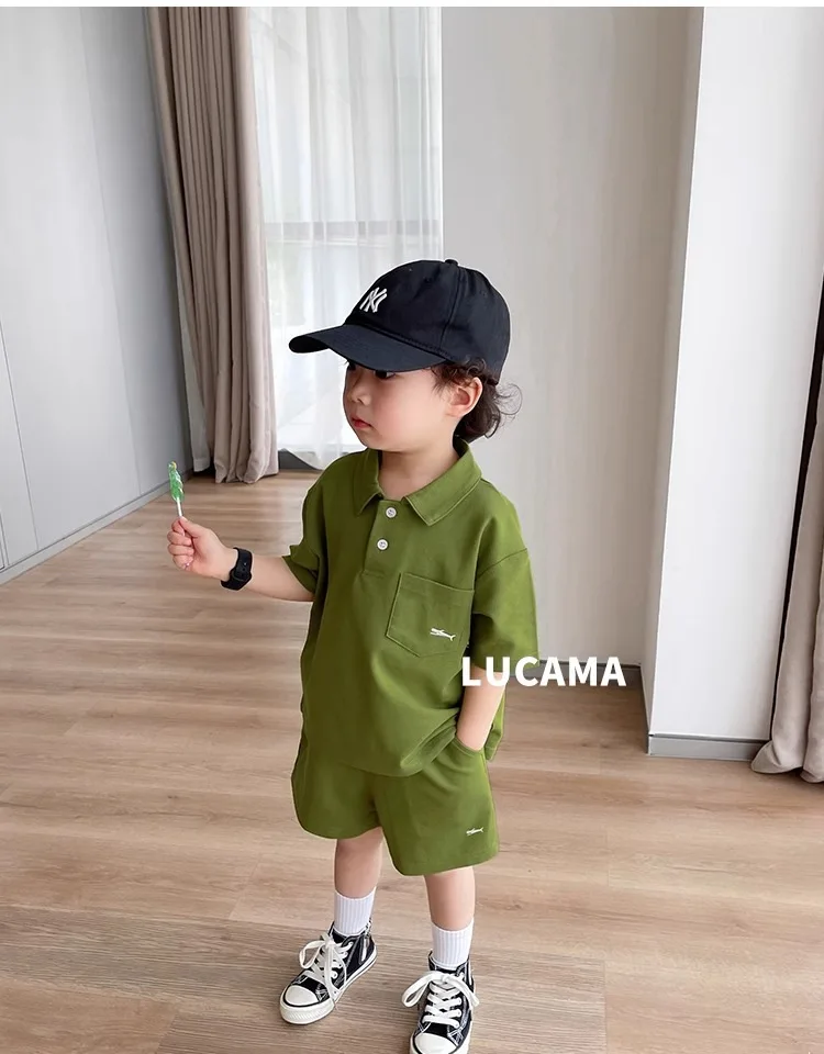 Children's Clothing Boys Summer New Suit Middle and Large Children Korean Version of the Casual Polo Top Shorts Summer Clothing