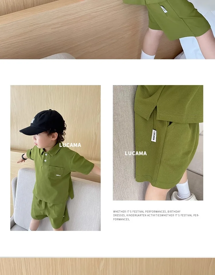 Children's Clothing Boys Summer New Suit Middle and Large Children Korean Version of the Casual Polo Top Shorts Summer Clothing