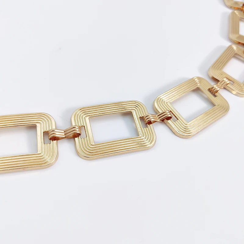 Street 1pc Versatile Hollow Out Square Shaped Metal Waist Chain For Women Fashionable Summer for Skirt Or Jeans