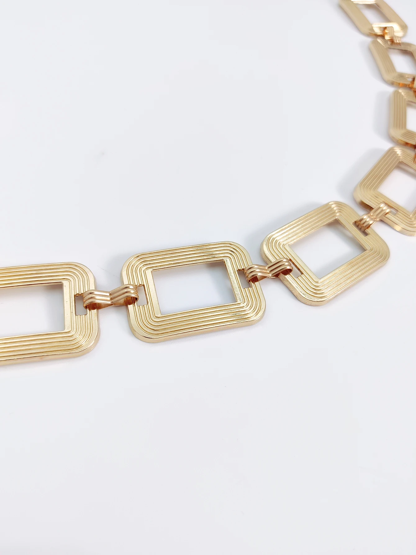 Street 1pc Versatile Hollow Out Square Shaped Metal Waist Chain For Women Fashionable Summer for Skirt Or Jeans