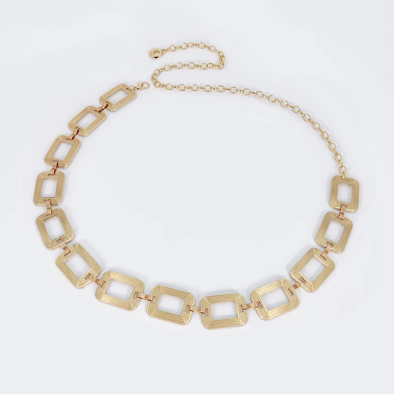 Street 1pc Versatile Hollow Out Square Shaped Metal Waist Chain For Women Fashionable Summer for Skirt Or Jeans