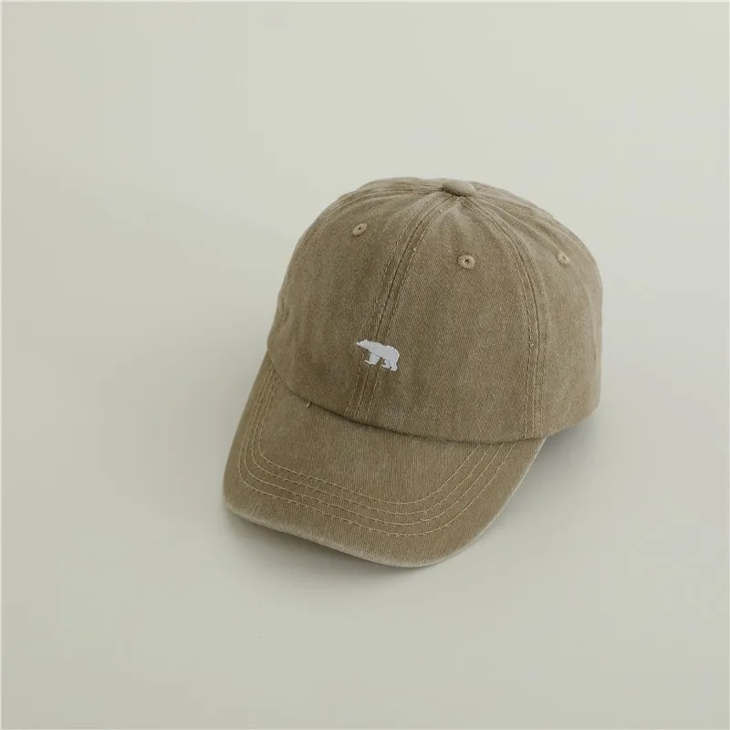 New Baby Embroidery Bear Denim Baseball Hats Outdoor Boy Girl Sunscreen Hat Retro Kids Peaked Cap Cotton Children Casual Caps