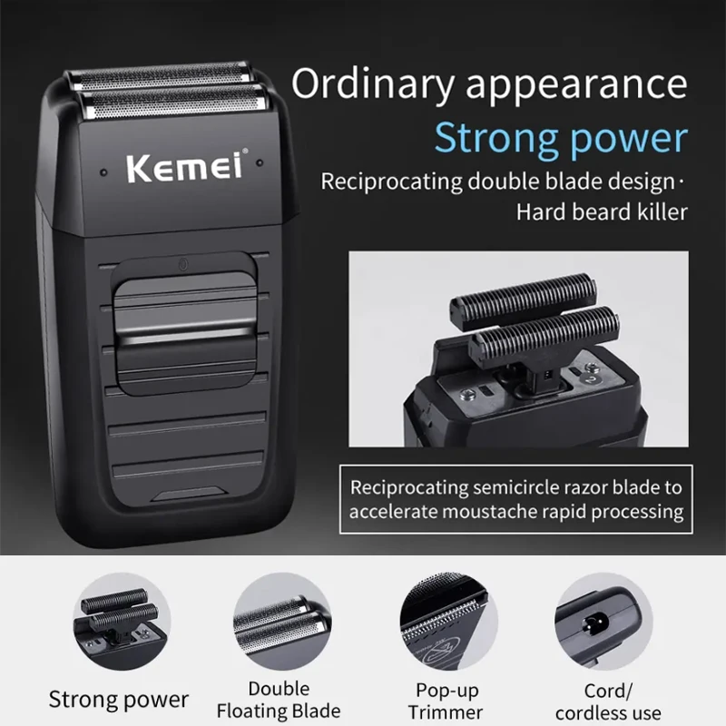 Kemei Hair Clipper Kit for Men, Electric Shaver, Hair Trimmer, Professional Cutting Machine, KM-2290, KM-2293, KM-1102