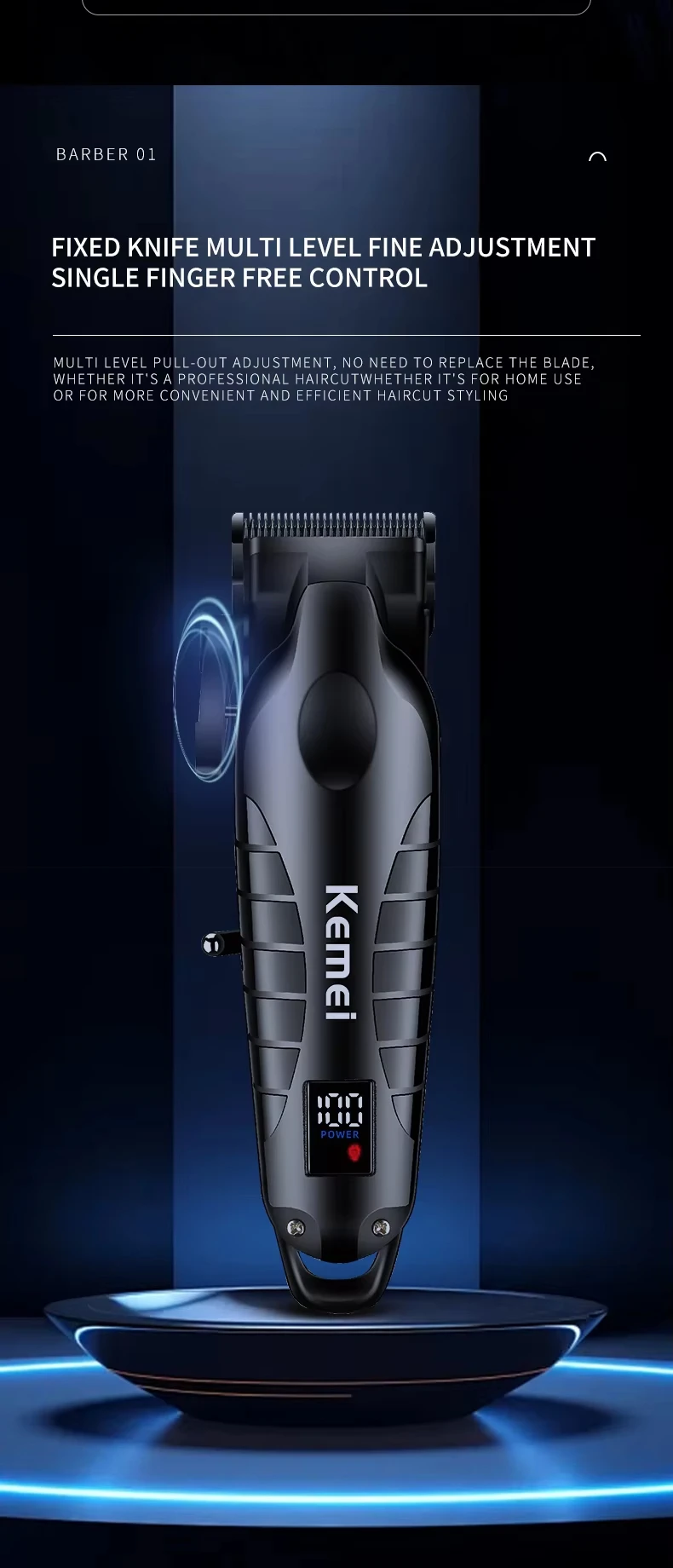 Kemei Hair Clipper Kit for Men, Electric Shaver, Hair Trimmer, Professional Cutting Machine, KM-2290, KM-2293, KM-1102