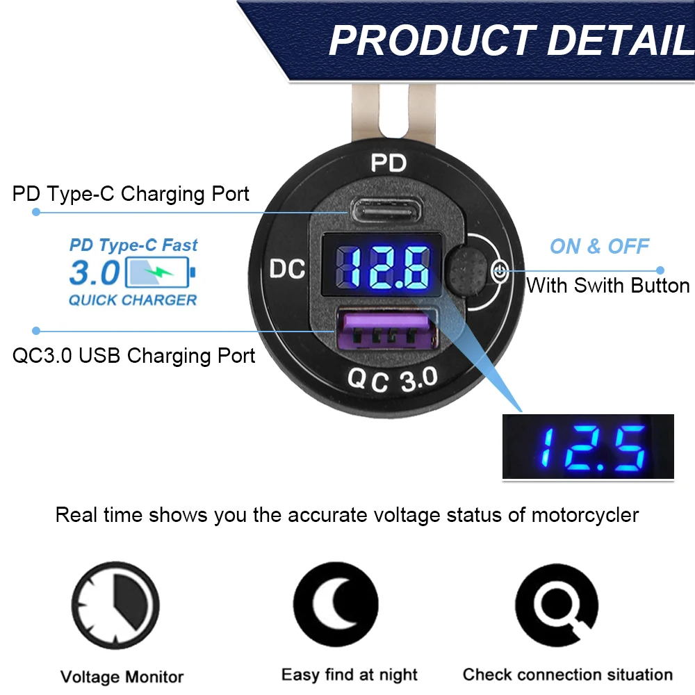 QC3.0 Dual USB Charger 12V Power Adapter Hella DIN Socket For BMW F750GS S1000XR F800R R1250GS G650XGS F900R R1200RT R1200GS ADV