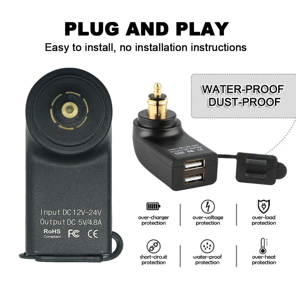 QC3.0 Dual USB Charger 12V Power Adapter Hella DIN Socket For BMW F750GS S1000XR F800R R1250GS G650XGS F900R R1200RT R1200GS ADV