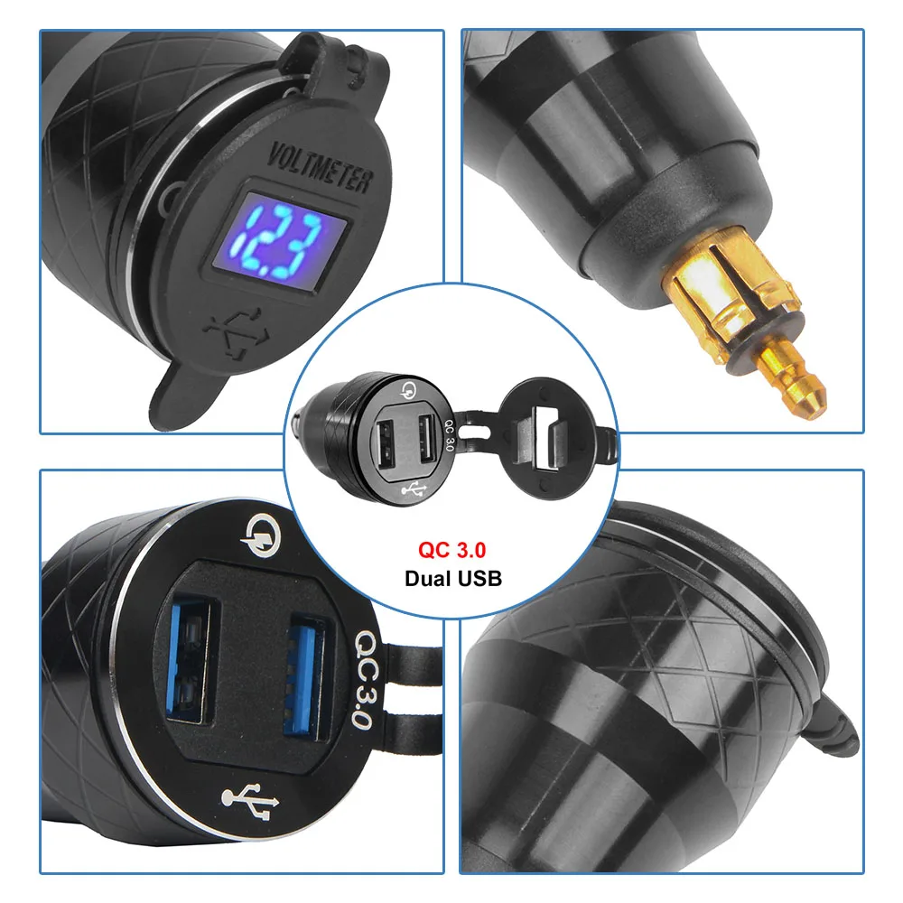 QC3.0 Dual USB Charger 12V Power Adapter Hella DIN Socket For BMW F750GS S1000XR F800R R1250GS G650XGS F900R R1200RT R1200GS ADV