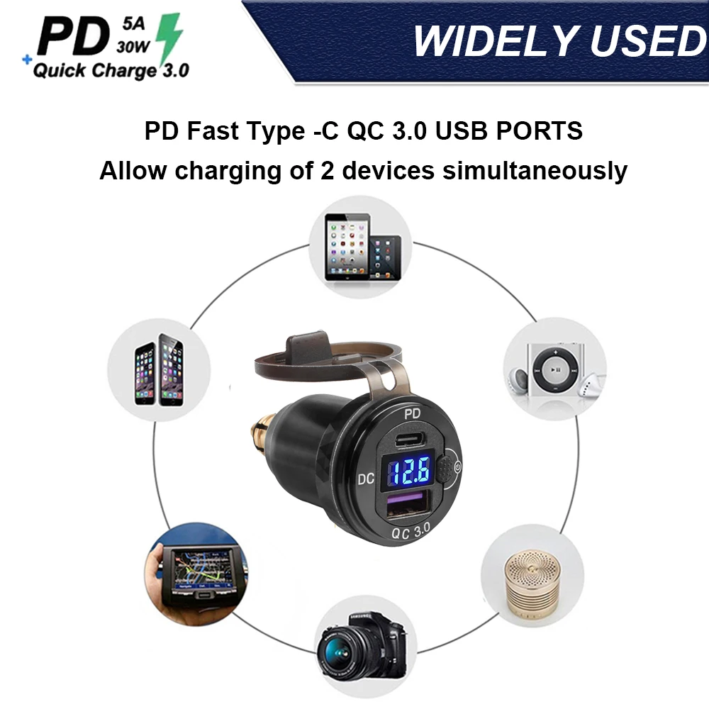 QC3.0 Dual USB Charger 12V Power Adapter Hella DIN Socket For BMW F750GS S1000XR F800R R1250GS G650XGS F900R R1200RT R1200GS ADV