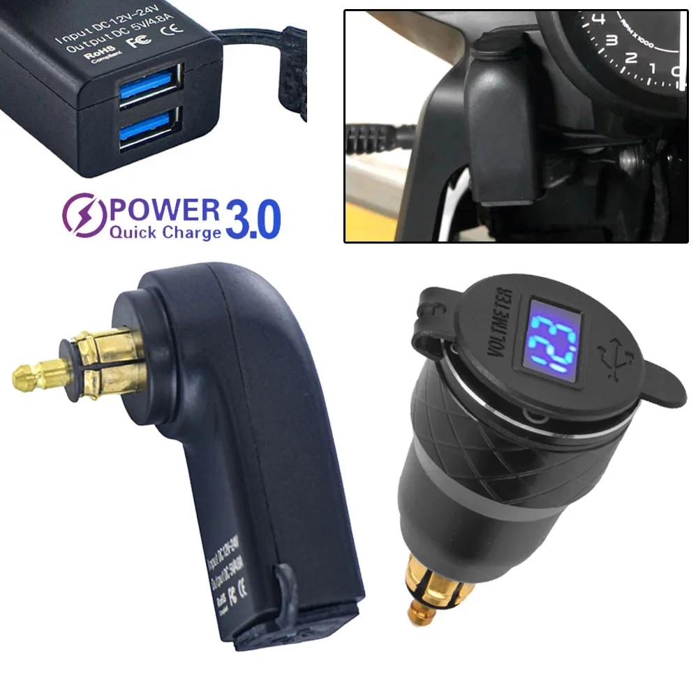 QC3.0 Dual USB Charger 12V Power Adapter Hella DIN Socket For BMW F750GS S1000XR F800R R1250GS G650XGS F900R R1200RT R1200GS ADV