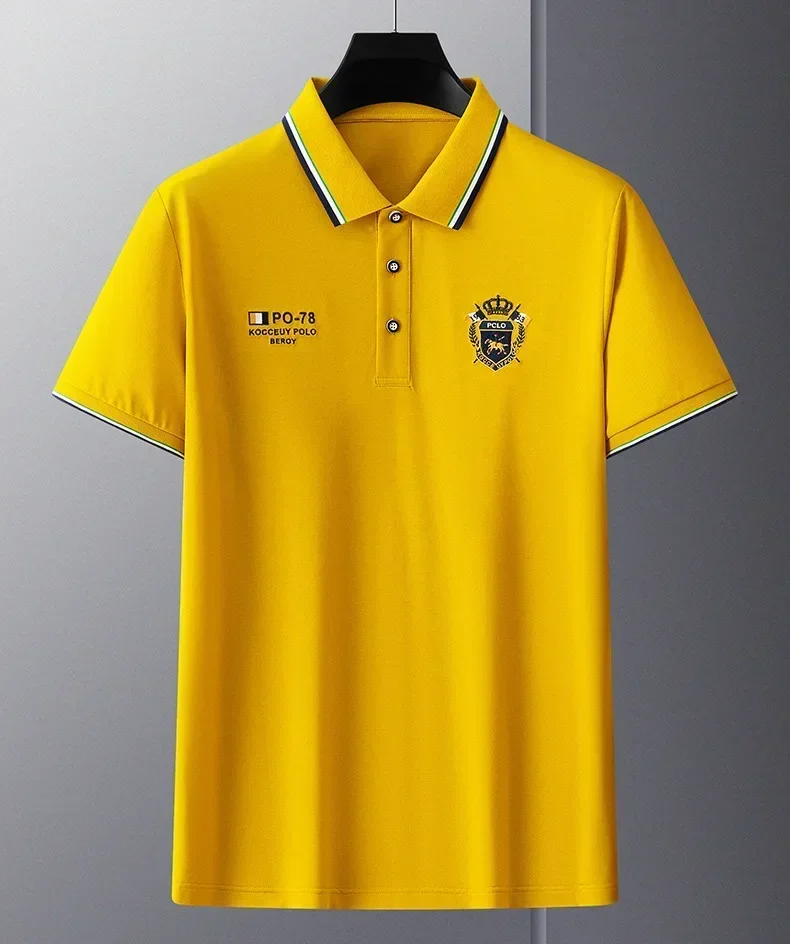 New Mens Embroidered Polo Shirts Summer Short Sleeve Shirt Luxury Top Lapel Streetwear Men Breathable Lightweight T Shirt Homme