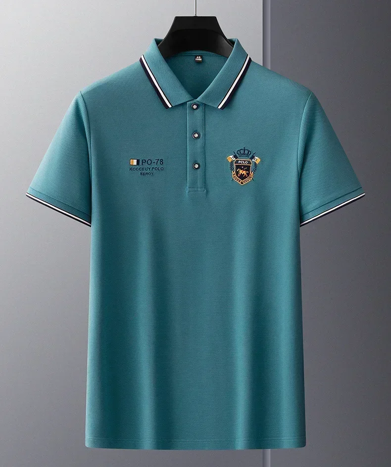 New Mens Embroidered Polo Shirts Summer Short Sleeve Shirt Luxury Top Lapel Streetwear Men Breathable Lightweight T Shirt Homme