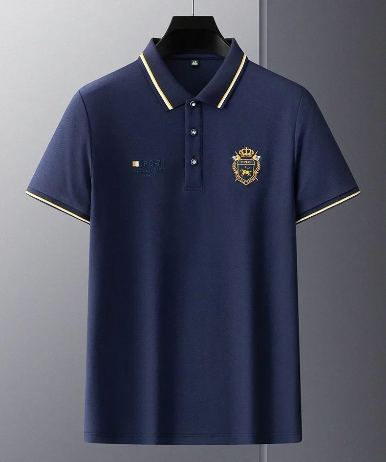 New Mens Embroidered Polo Shirts Summer Short Sleeve Shirt Luxury Top Lapel Streetwear Men Breathable Lightweight T Shirt Homme