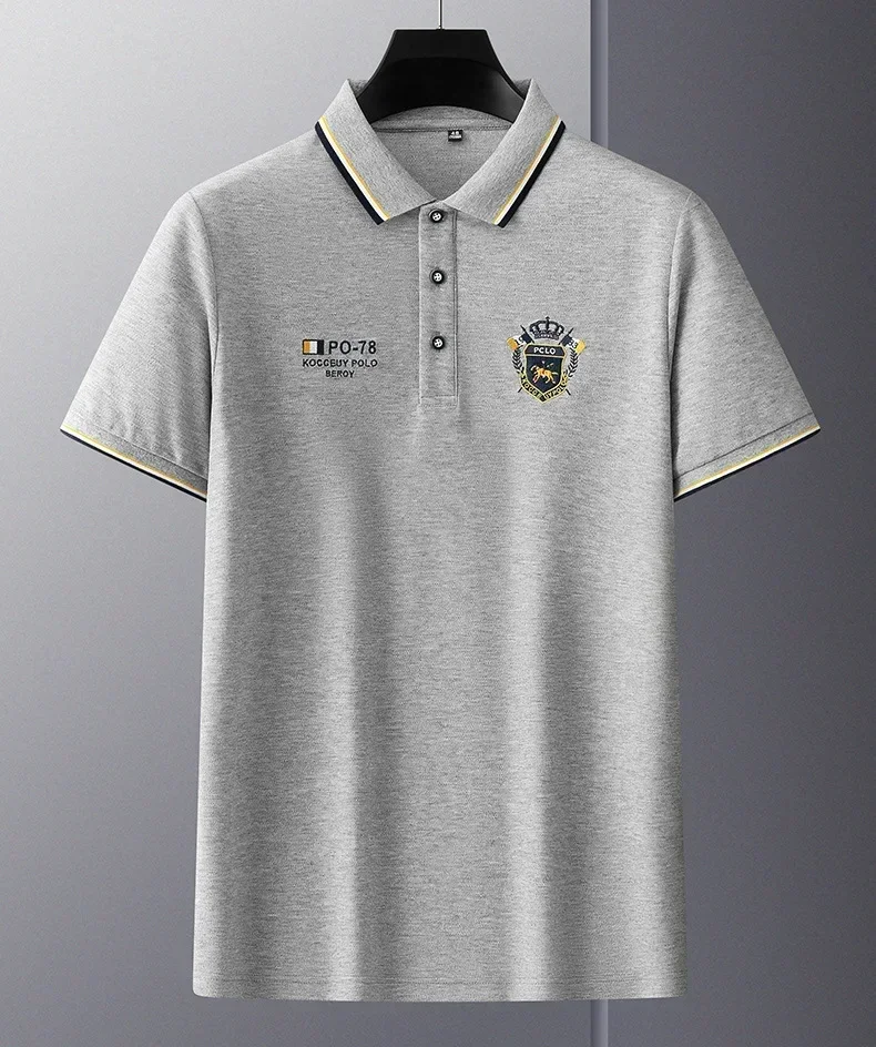 New Mens Embroidered Polo Shirts Summer Short Sleeve Shirt Luxury Top Lapel Streetwear Men Breathable Lightweight T Shirt Homme