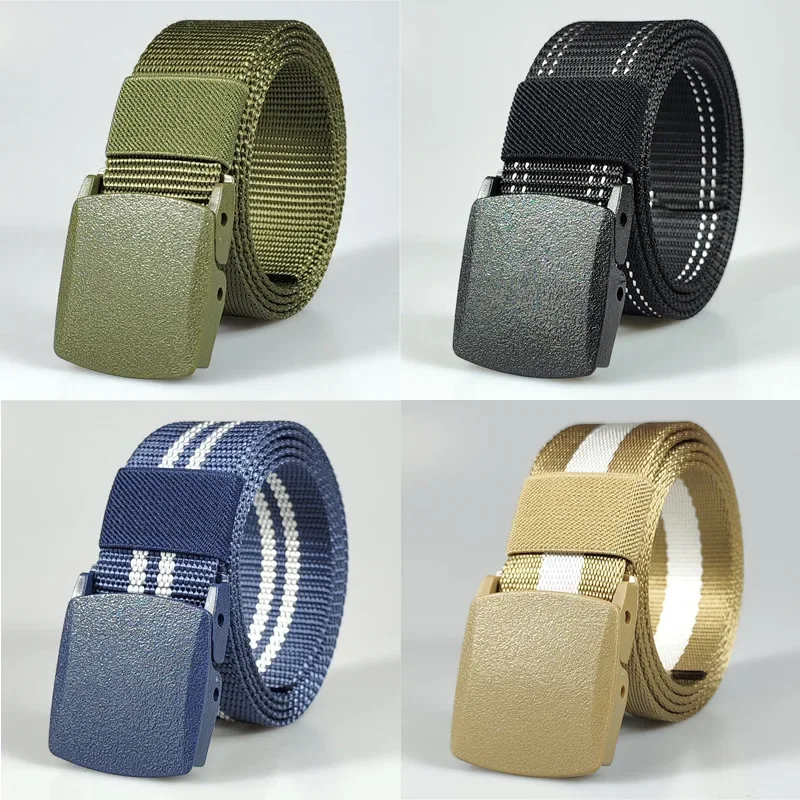 Men Belt Multifunctional Automatic Buckle Nylon Outdoor Canvas Metal Free Belt High Quality Black Red White Blue Belts for Women