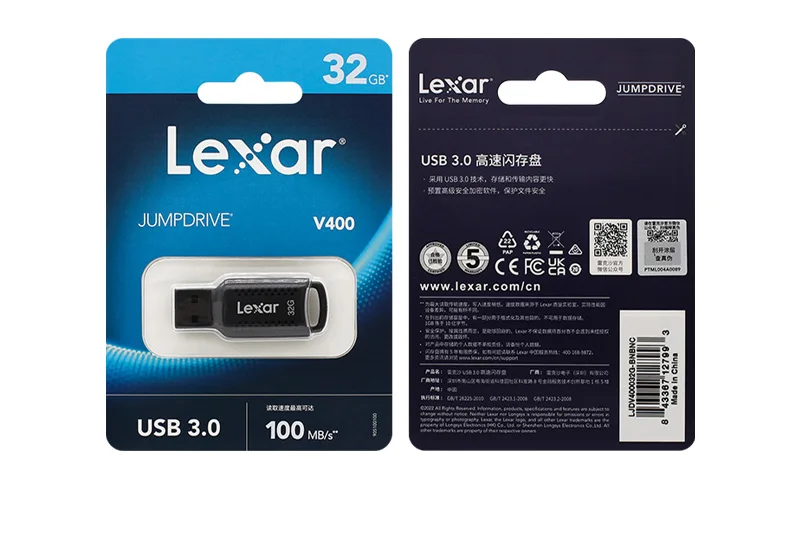 Original Lexar JumpDrive USB Flash Drive 32GB 64GB 128G V400 USB 3.0 Memory Stick Wholesale Link 5pcs 10pcs 20pcs U Stick For PC