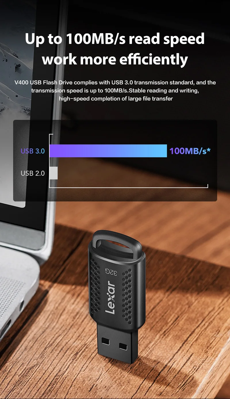 Original Lexar JumpDrive USB Flash Drive 32GB 64GB 128G V400 USB 3.0 Memory Stick Wholesale Link 5pcs 10pcs 20pcs U Stick For PC