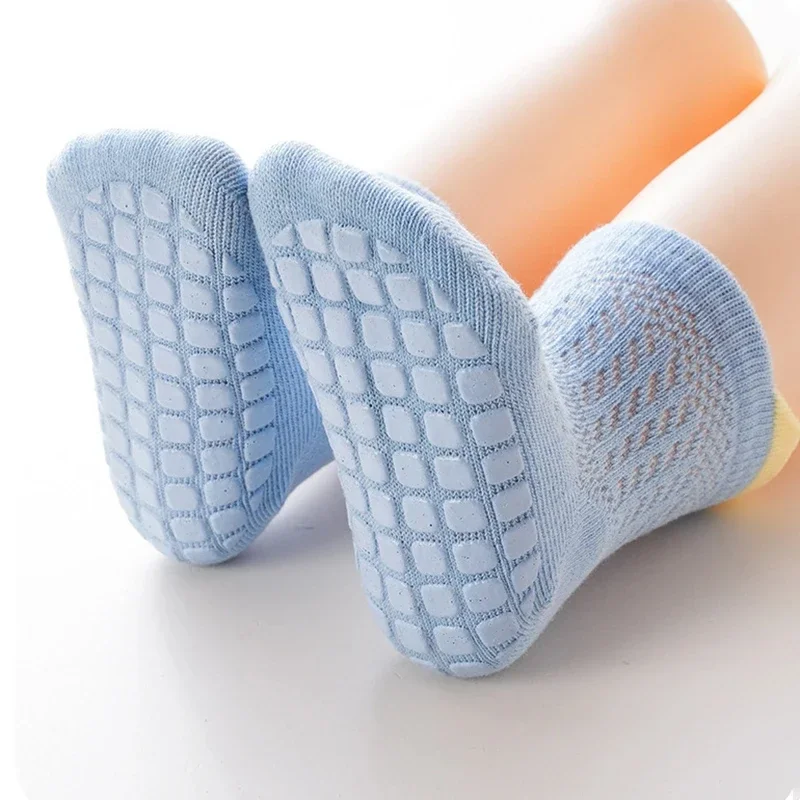 3pairs/lot 6 Colored Of Net Eye Non-slip Baby Girl Sock Hollow-out Breathable Thin Infant Girl Cotton Socks Children's Socks Kit