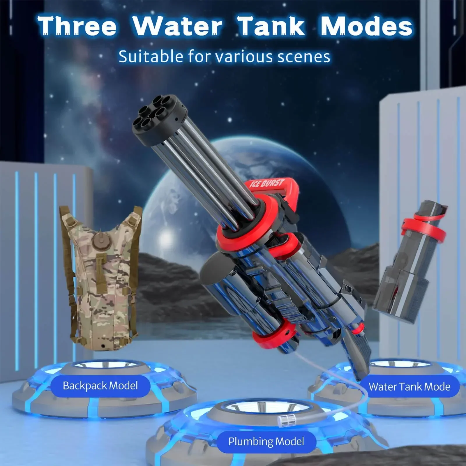 2024 Strongest Gatling Electric Water Gun Toy With Light Shooting Water Gun Summer Beach Pool Toys for Boy Adult Children Gifts