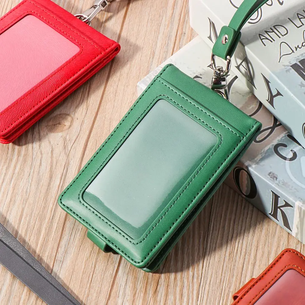 PU Leather Multifunctional Name Badge Holder Work Card Holders With Lanyard Bank Credit Card