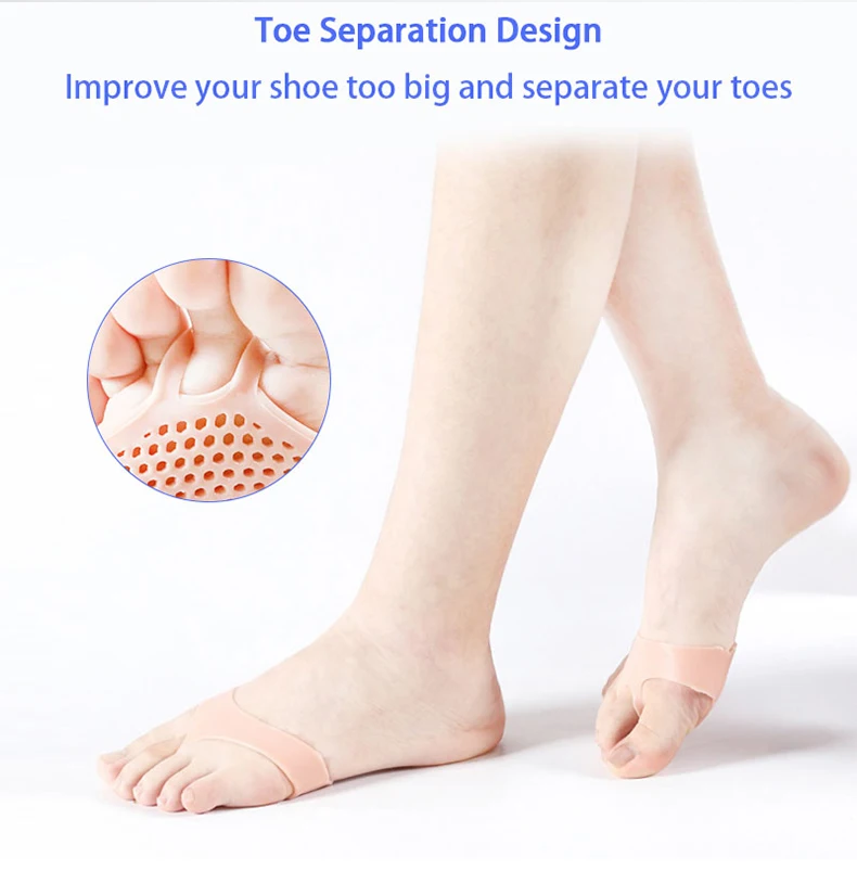 Silicone Metatarsal Pads Toe Separator Pain Relief Foot Pads Orthotics Foot Massage Insoles Forefoot Socks Foot Care Tool 2pcs