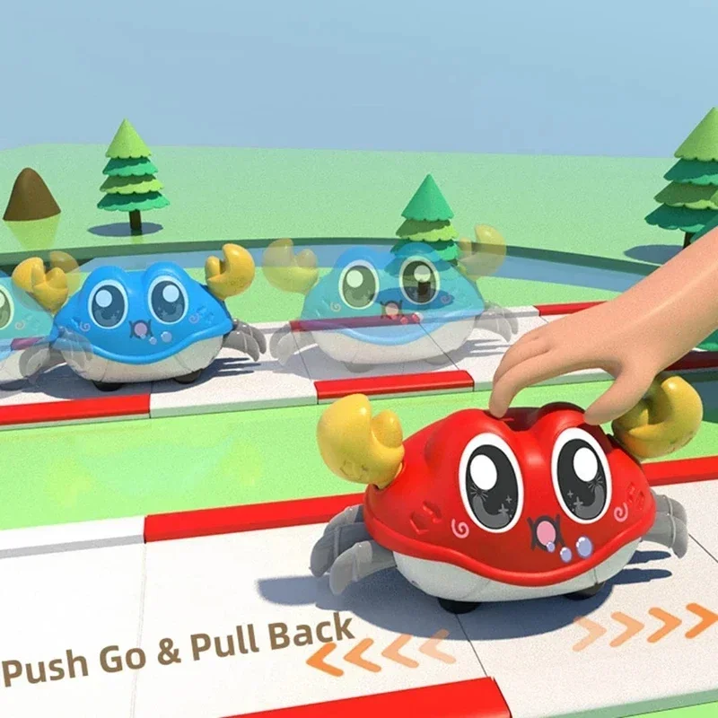 Children's Fun Double Loop Running Cartoon Crab Octopus Parent Child Interaction Inertia Crawling Toy Gifts for Boys and Girls